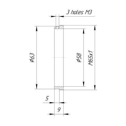 58mm clamp to M65x1 male thread adapter for helicoids (slim)