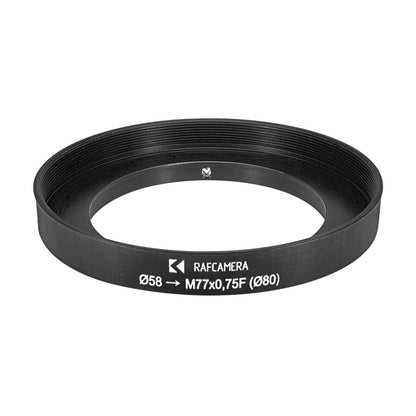 58mm clamp to M77x0.75 female thread adapter with 80mm outer diameter