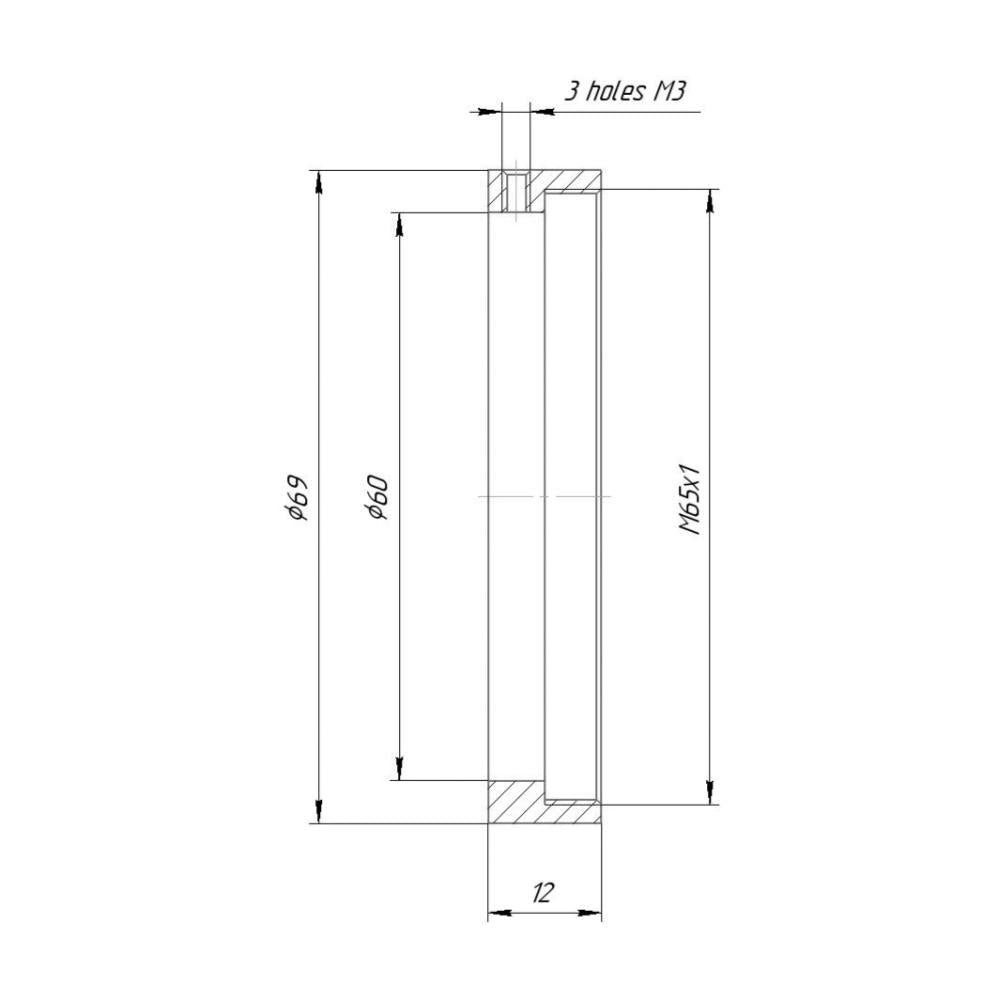 60mm clamp to M65x1 female thread adapter