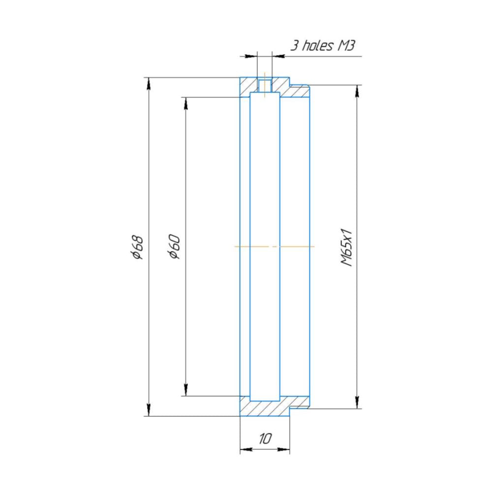 60mm clamp to M65x1 male thread adapter for helicoids