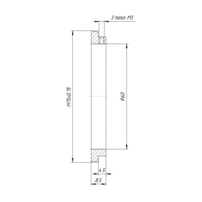 60mm clamp to M75x0.75 male thread adapter for HCDNA, FVD-16A
