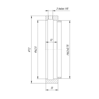 62.5mm clamp to M62x0.75 male thread adapter