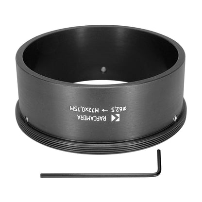 62.5mm clamp to M72x0.75 male thread adapter for Kalimar 8/500mm lens housing