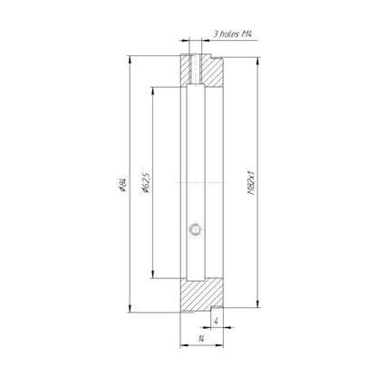 62.5mm clamp to M82x1 male thread adapter