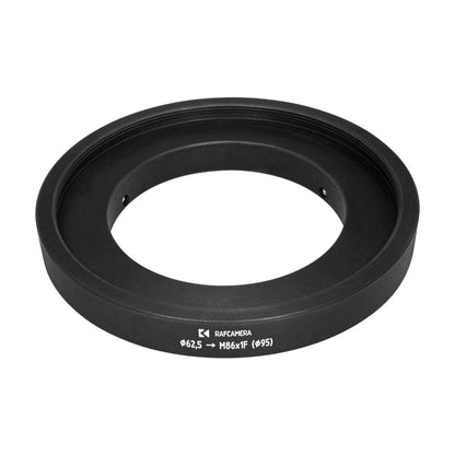 62.5mm clamp to M86x1 female thread adapter with 95mm outer diameter