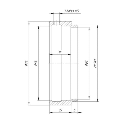 63mm clamp to M65x1 male thread adapter
