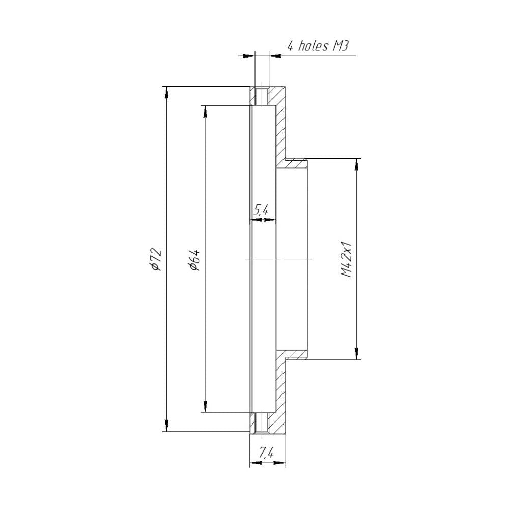64mm clamp to M42x1 male thread adapter