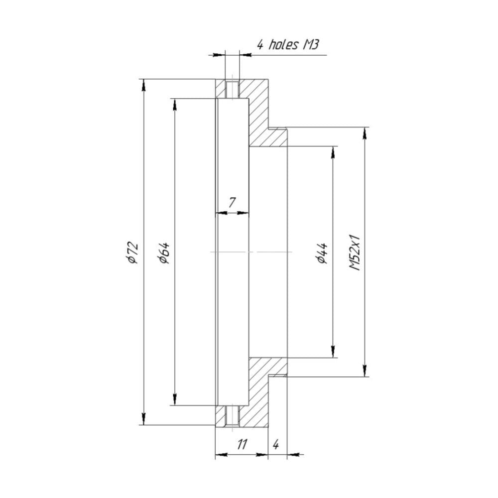 64mm clamp to M52x1 male thread adapter
