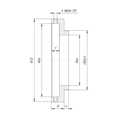 64mm clamp to M52x1 male thread adapter