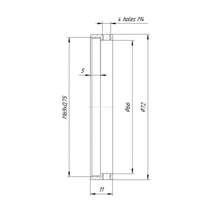 66mm clamp to M69x0.75 male thread adapter for Isco/VVD