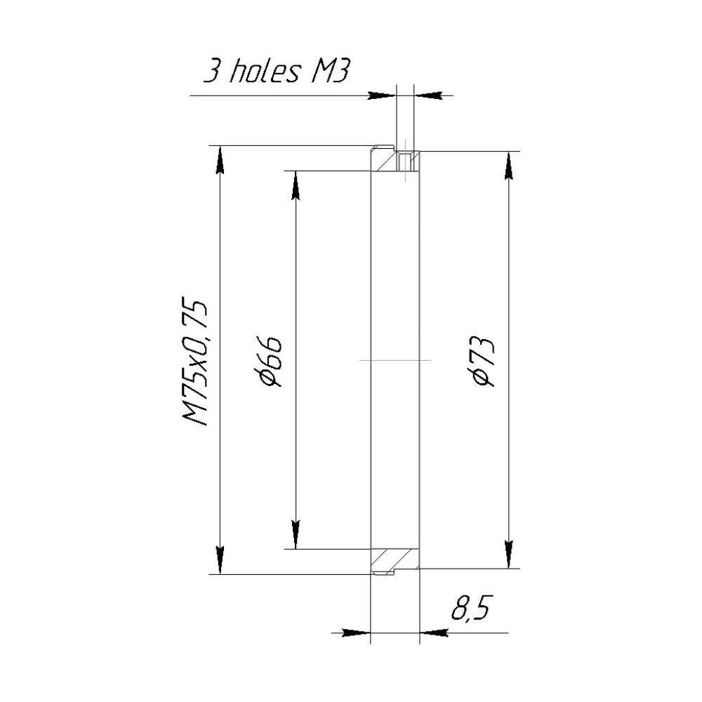 66mm clamp to M75x0.75 male thread for Isco and FVD-16