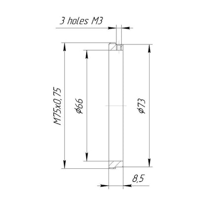 66mm clamp to M75x0.75 male thread for Isco and FVD-16