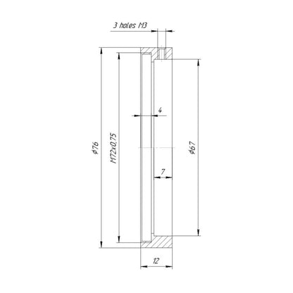 67mm clamp to M72x0.75 female thread adapter