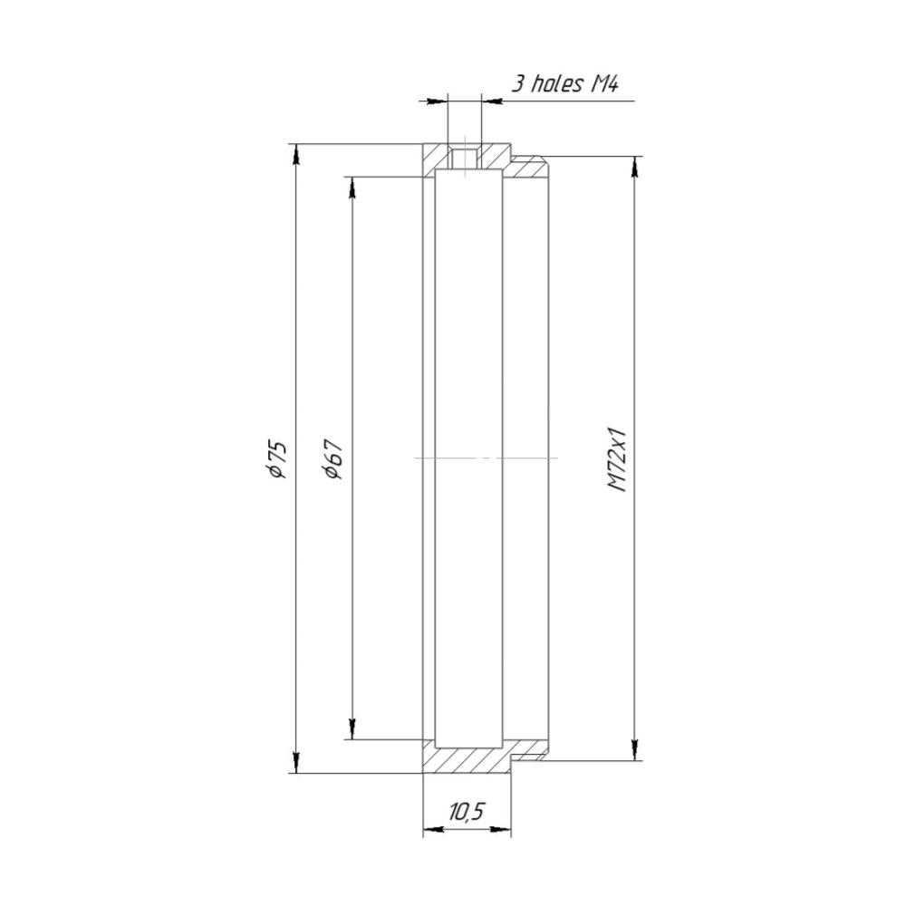 67mm clamp to M72x1 male thread adapter for focusing helicoids