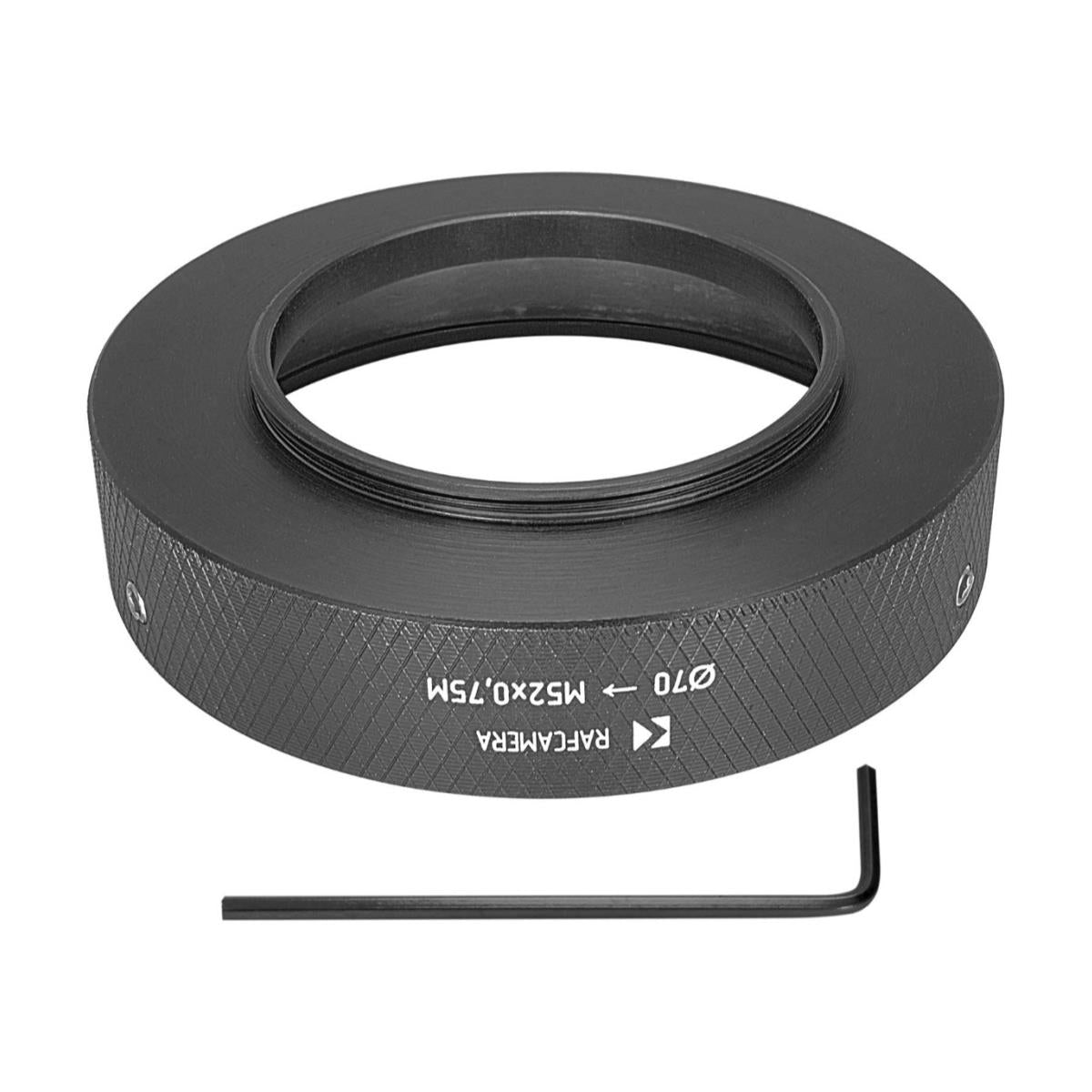 70mm clamp to M52x0.75 male thread adapter