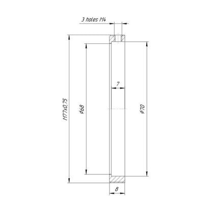 70mm clamp to M77x0.75 male thread adapter (Rectilux HCDNA on Kowa 16-H), short