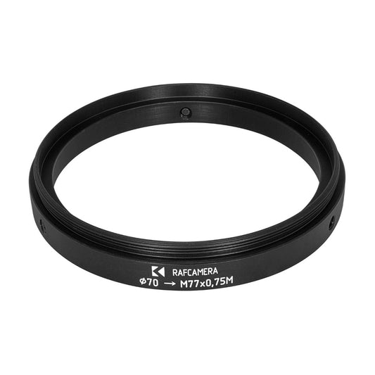 70mm clamp to M77x0.75 male thread adapter (Rectilux HCDNA on Kowa 16-H)