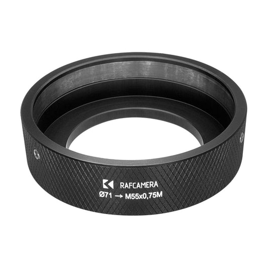 71mm clamp to M55x0.75 male thread adapter (for Schneider Cinelux lenses)