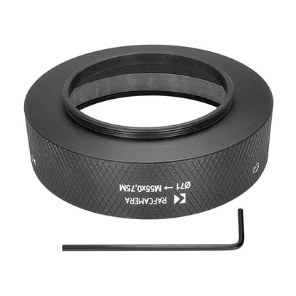 71mm clamp to M55x0.75 male thread adapter (for Schneider Cinelux lenses)