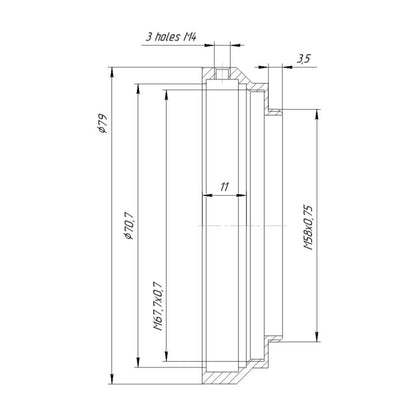 71mm clamp to M58x0.75 male thread adapter for Sankor 5E