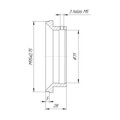 71mm clamp to M95x0.75 male thread adapter for Rapido FVD-35A