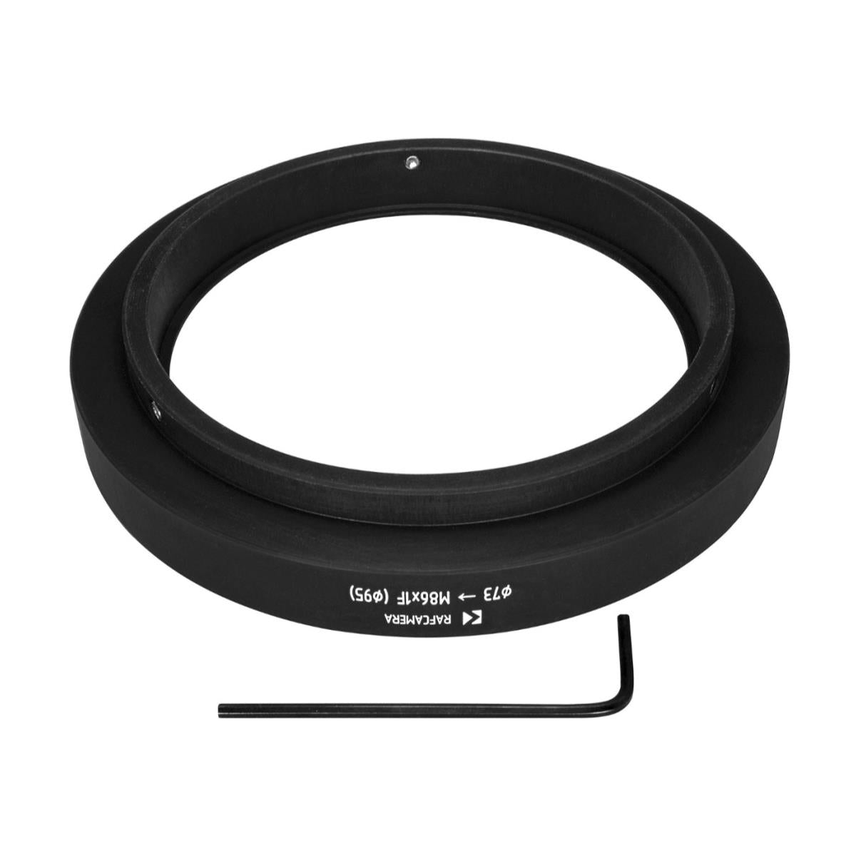 73mm clamp to M86x1 female thread adapter with 95mm outer diameter