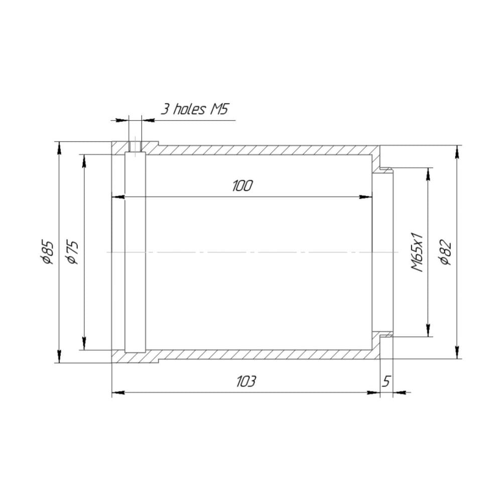 75mm clamp to M65x1 male thread adapter