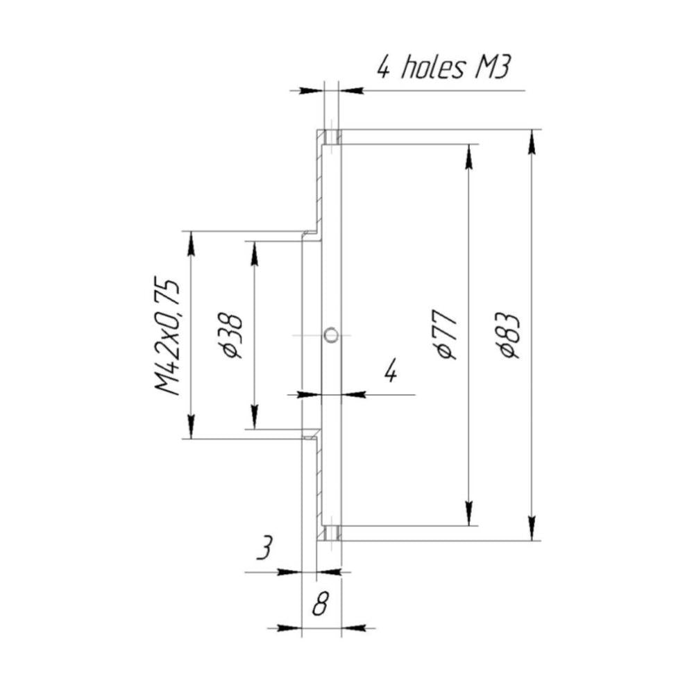 77mm clamp to M42x0.75 male thread adapter
