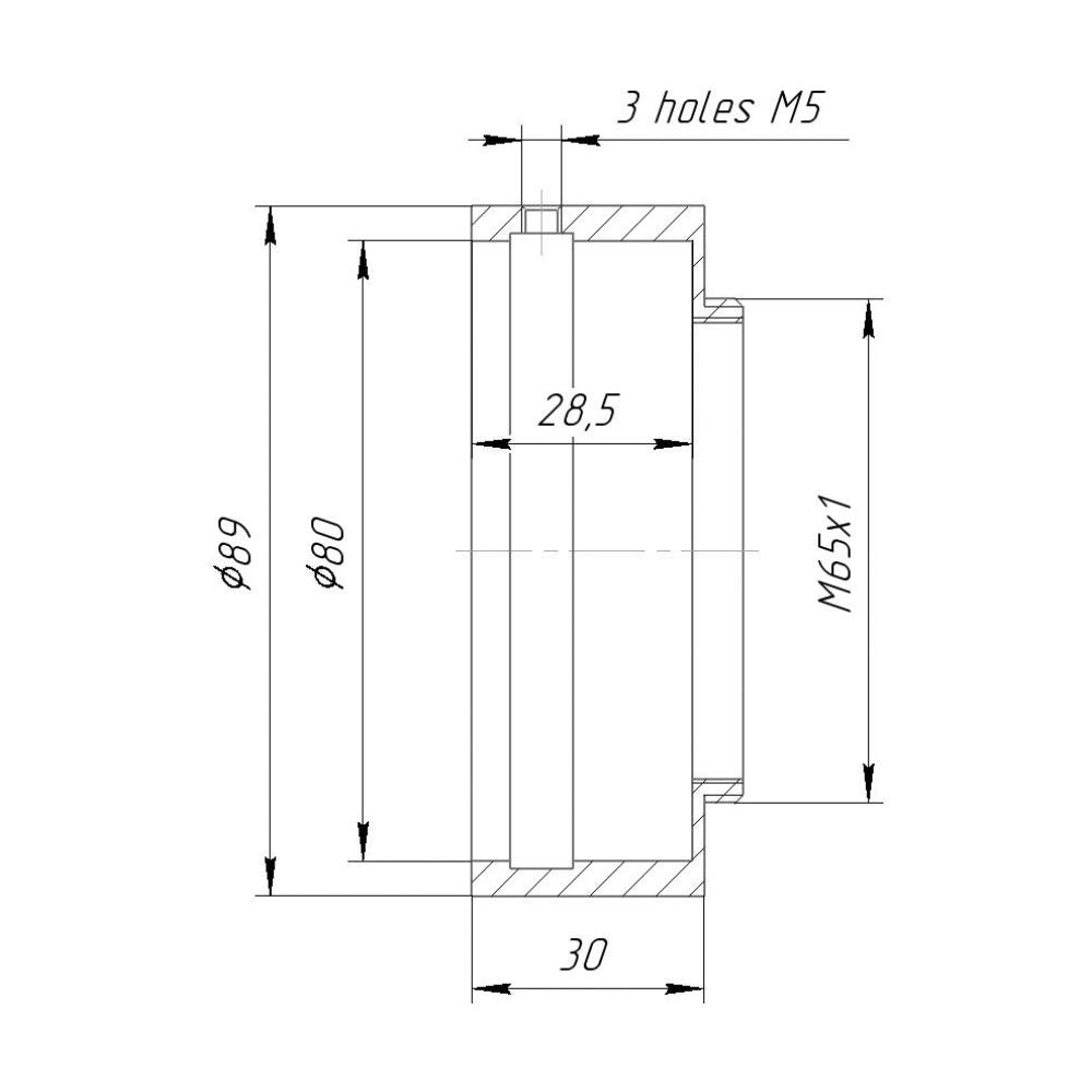 80mm clamp to M65x1 male thread adapter for Meopta projection lenses