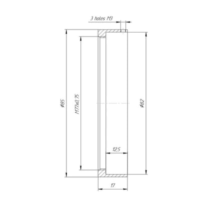 82mm clamp to M77x0.75 female thread adapter