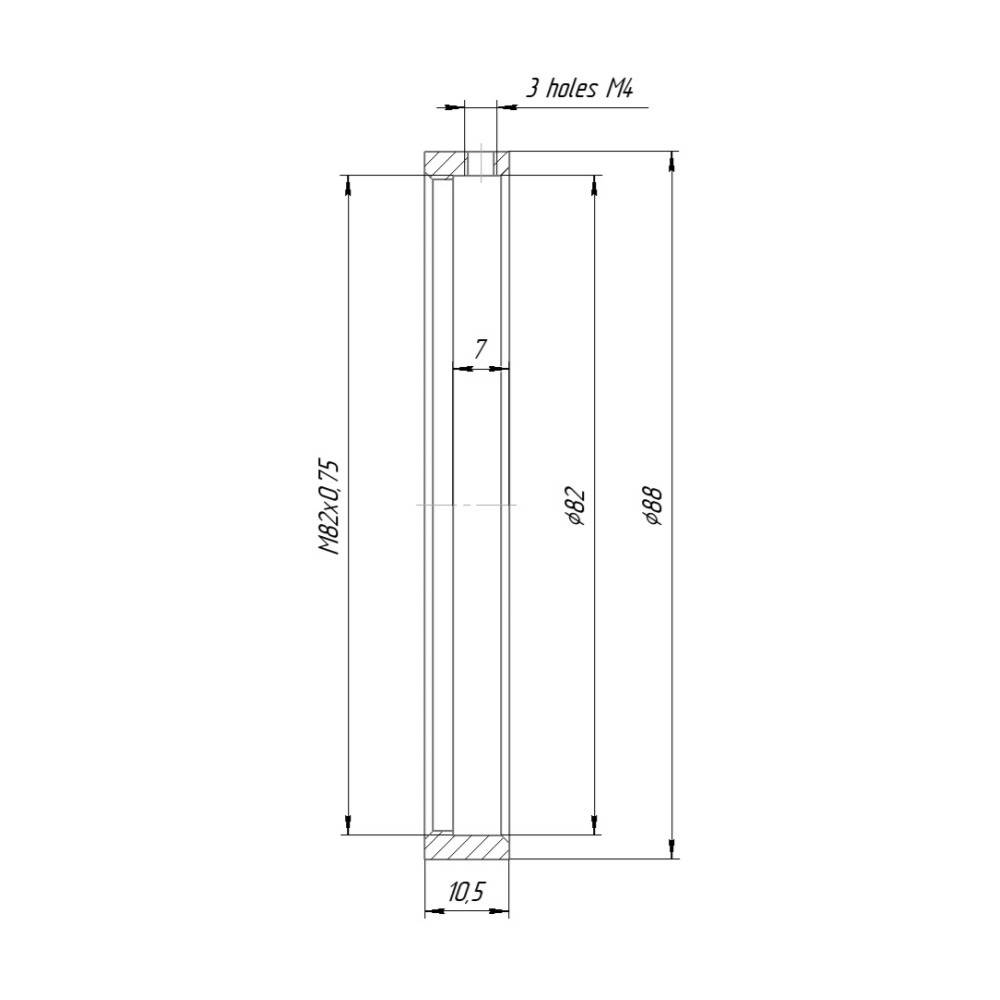 82mm clamp to M82x0.75 female thread adapter