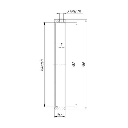 82mm clamp to M82x0.75 female thread adapter