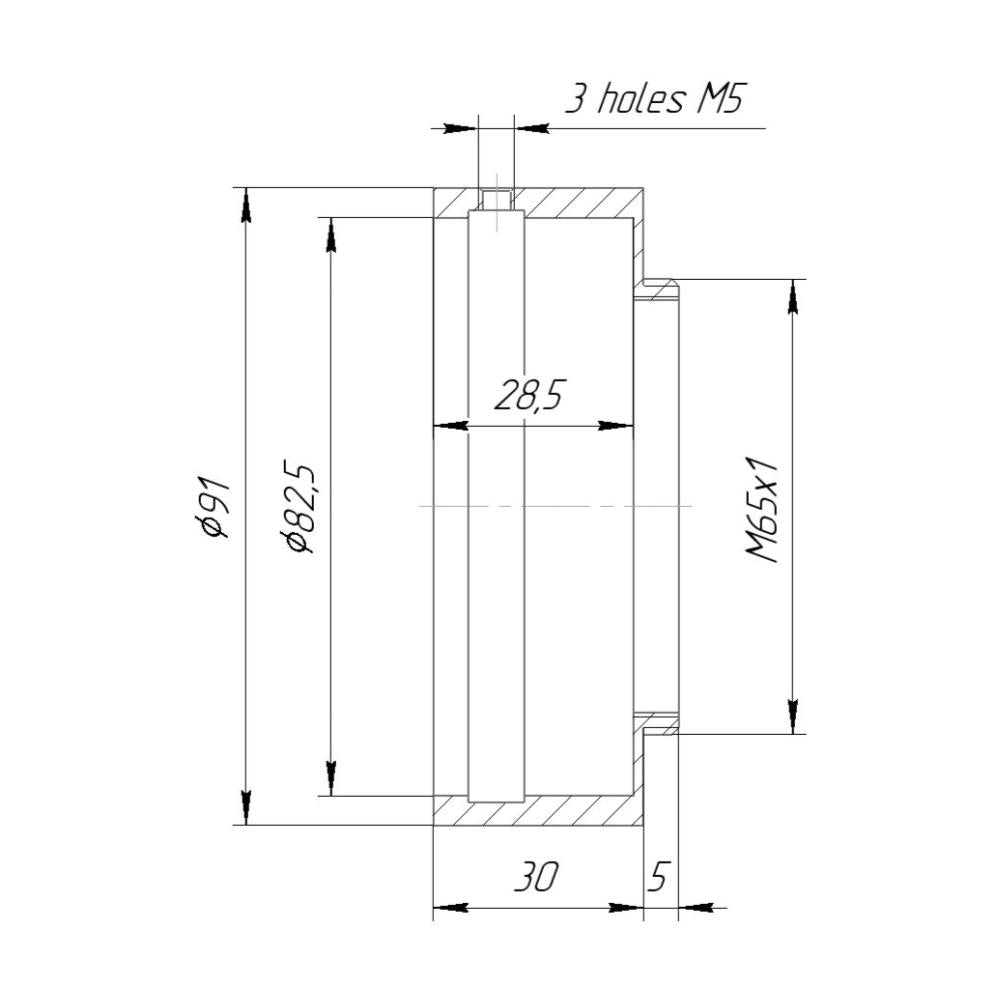 82.5mm clamp to M65x1 male thread adapter for helicoids