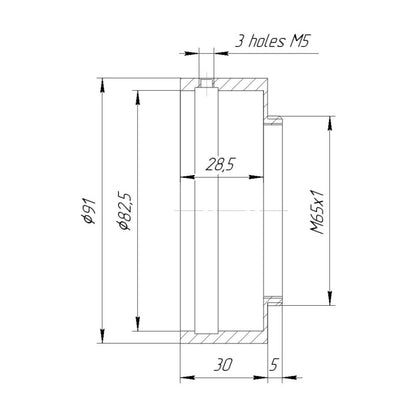 82.5mm clamp to M65x1 male thread adapter for helicoids