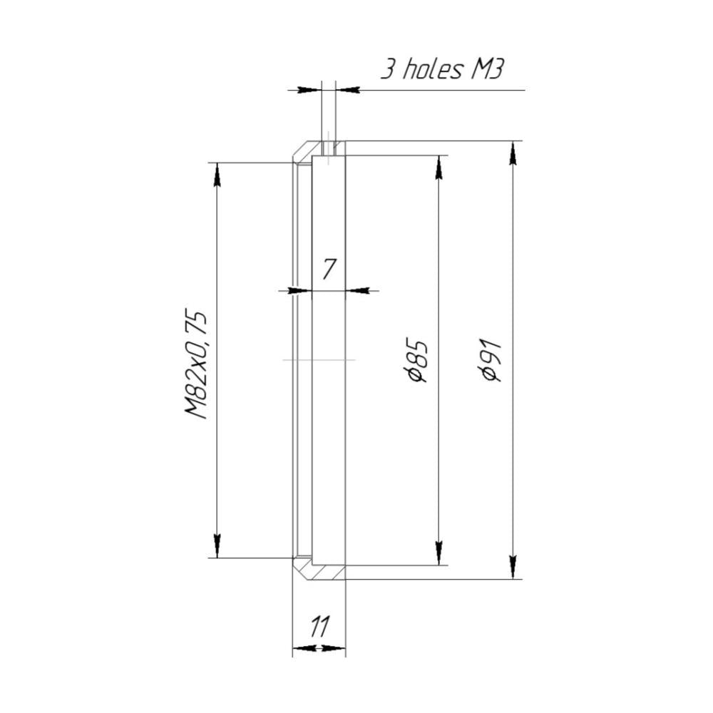 85mm clamp to M82x0.75 female thread adapter for ISCO