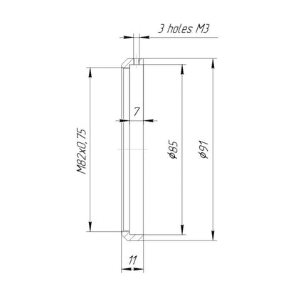 85mm clamp to M82x0.75 female thread adapter for ISCO