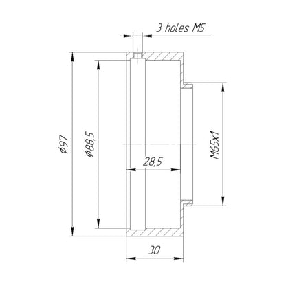 88.5mm clamp to M65x1 male thread adapter for helicoids
