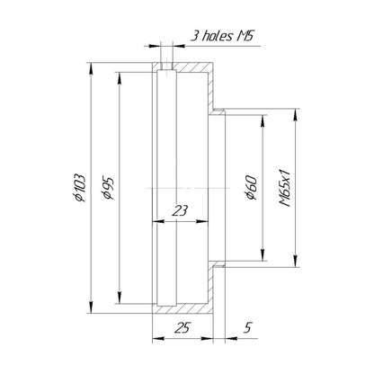 95mm clamp to M65x1 male thread adapter