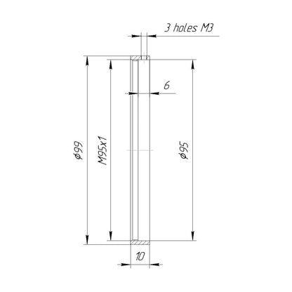 95mm clamp to M95x1 female thread adapter