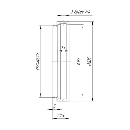 97mm clamp to M95x0.75 male thread adapter
