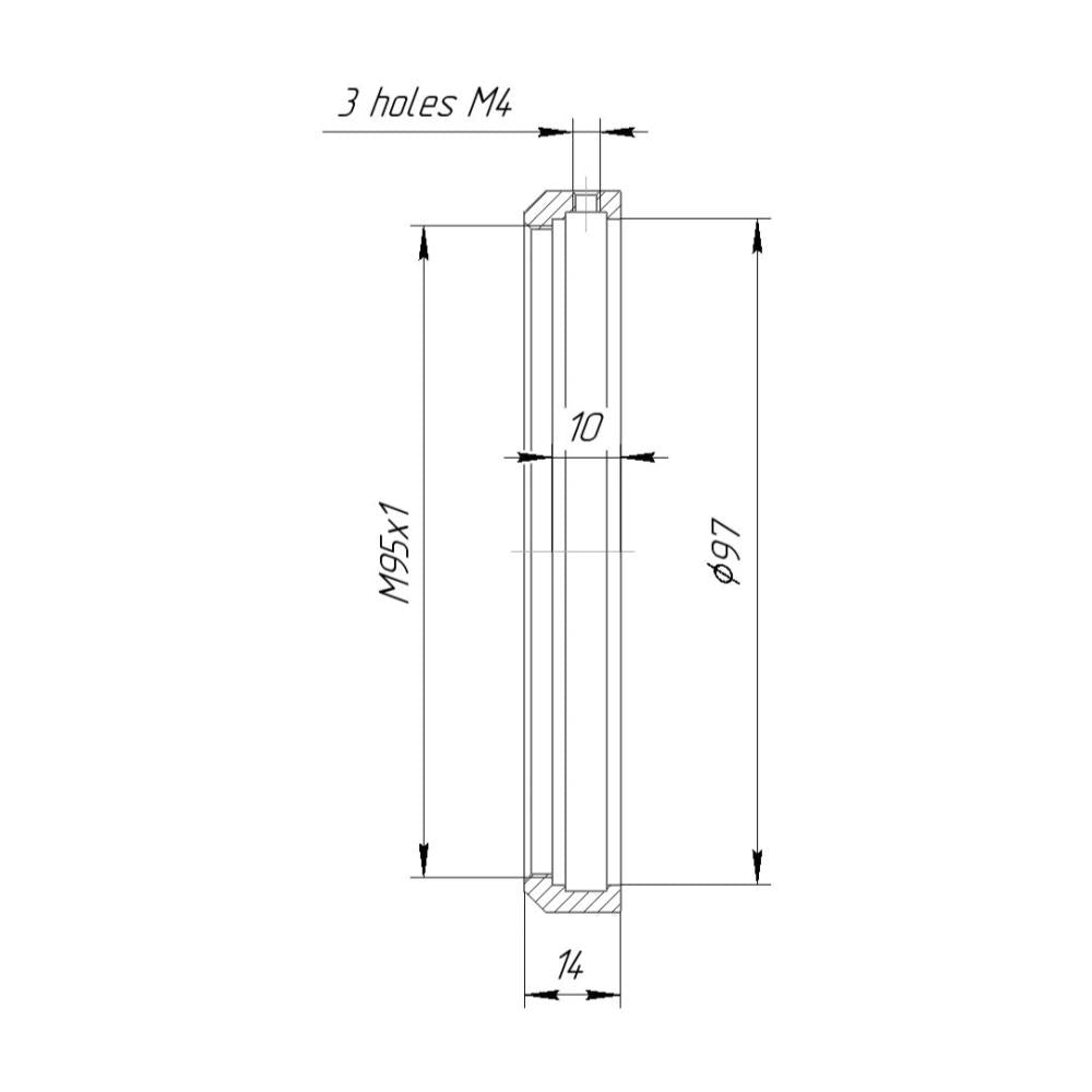97mm clamp to M95x1 female thread adapter