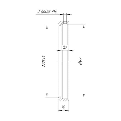 97mm clamp to M95x1 female thread adapter