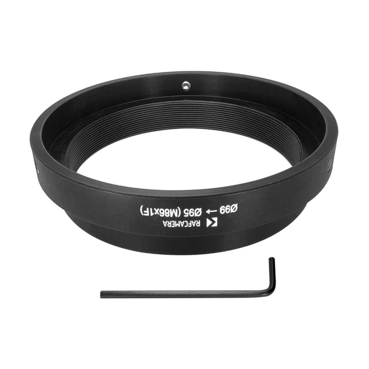 99mm clamp to M86x1 female thread adapter with 95mm outer diameter