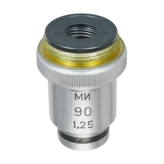 LOMO Microscope Objective - Achromat 90x1.25, Oil, Spring, Luminescence
