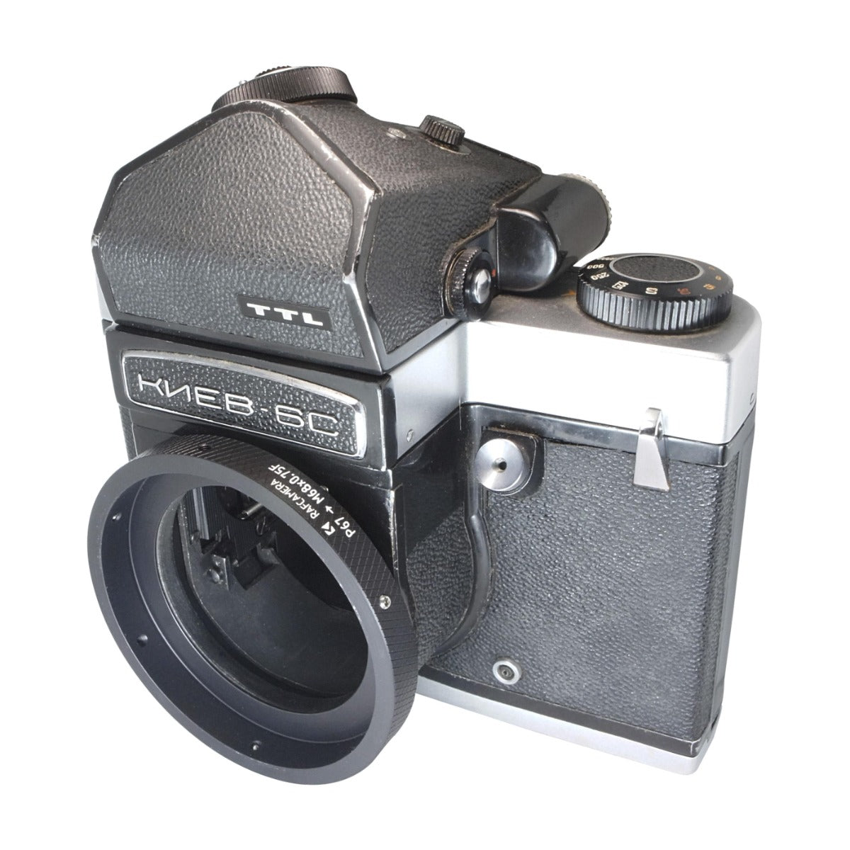 Pentax 67 lens to Kiev-60/6C camera (M68x0.75 female thread) mount adapter
