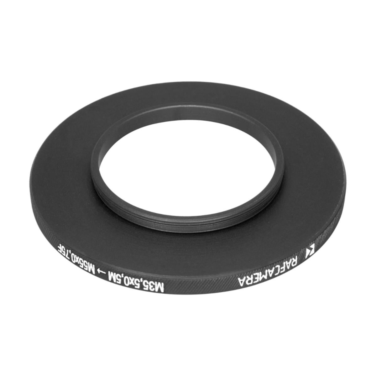 M35.5x0.5 male to M55x0.75 female thread adapter (35.5mm to 55mm step-up ring)