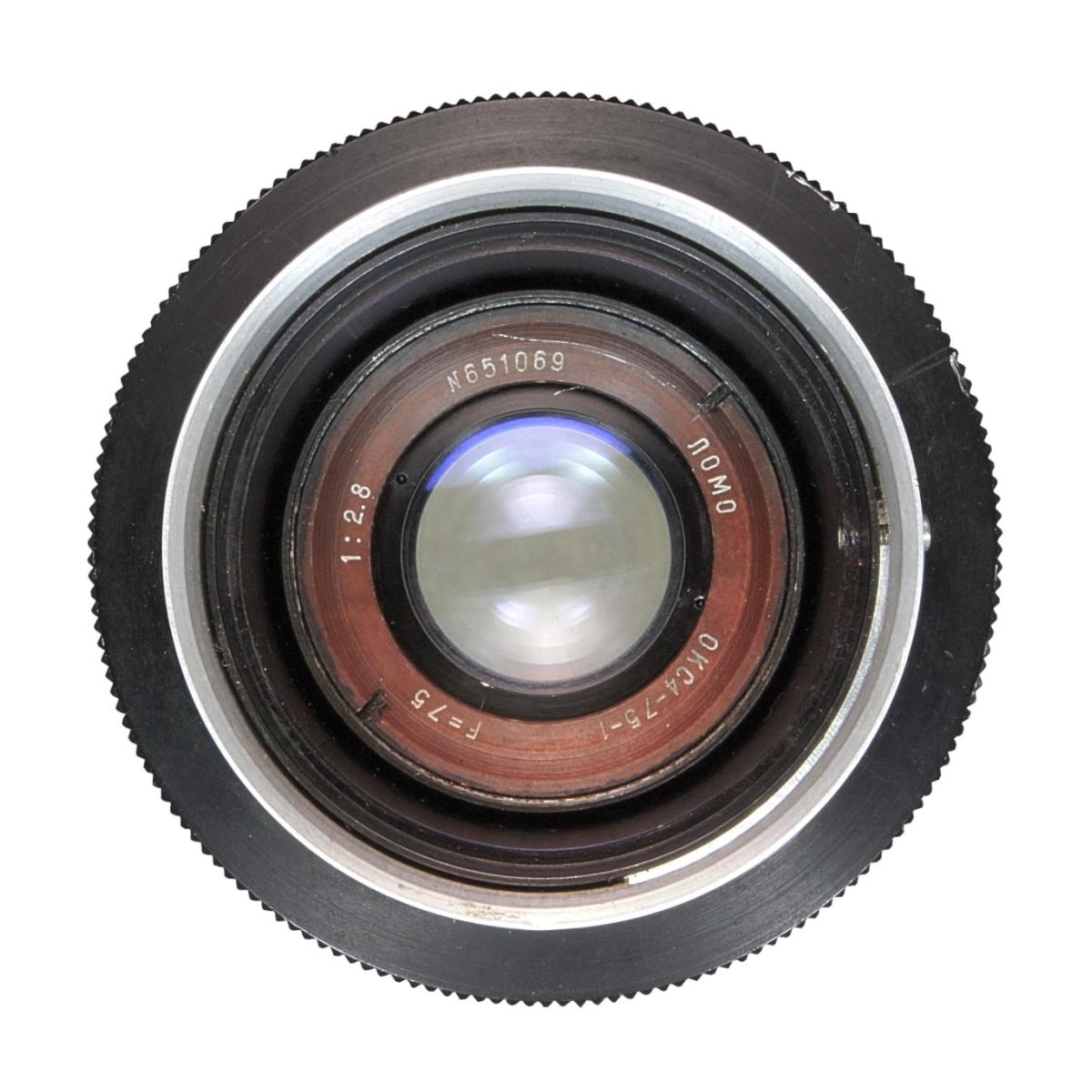 LOMO OKC4-75-1 lens 2.8/75mm, T/2.9 in Konvas/Kinor OCT-19 mount, #651069