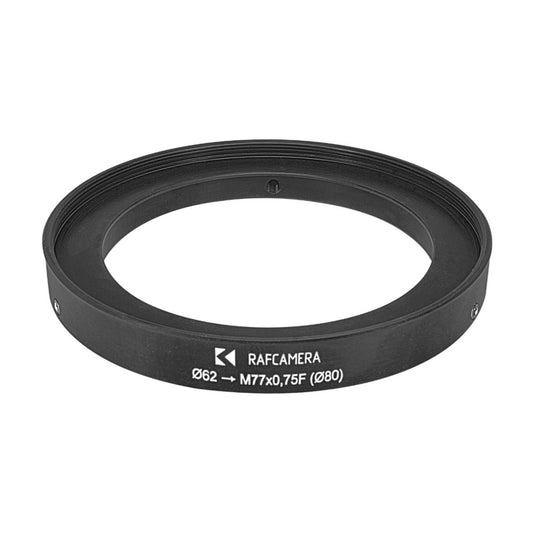 62mm clamp to M77x0.75 female thread adapter with 80mm outer diameter