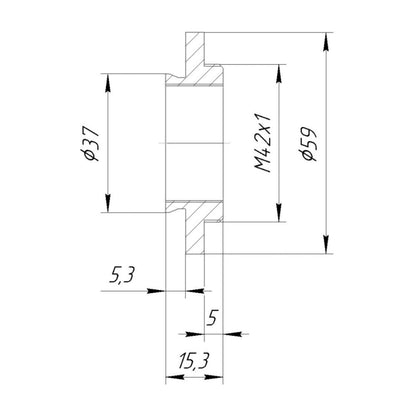 37mm microscope dovetail to M42x1 male thread mount adapter
