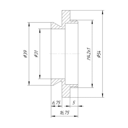 39mm microscope dovetail to M42x1 male thread adapter